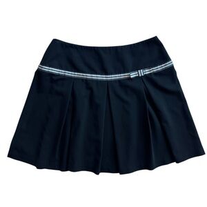 Black Pleated Mini Skirt With Ribbon Bow Size 12 Goth Tenniscore dark fairy